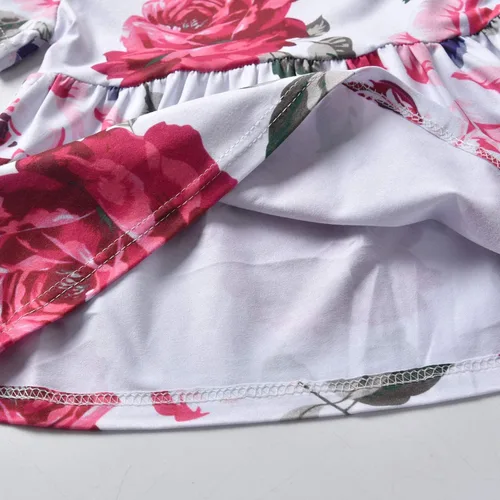 Miniatura 7 de Derouetkia Conjunto de ropa para niñas pequeñas con volantes florales y pantalones de mezclilla rasgados