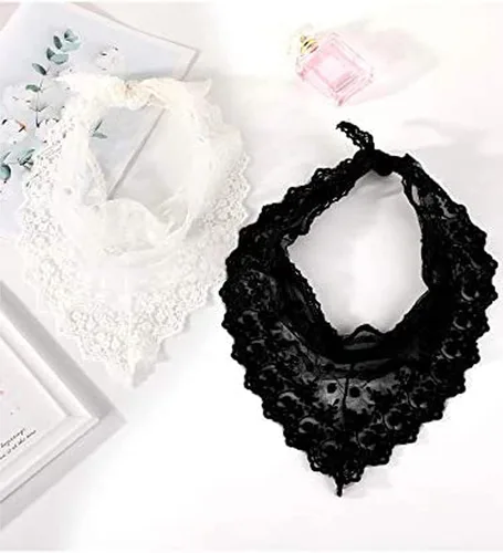 Miniatura 6 de Boao Bufanda de encaje retro de los años 50, bufanda de cuello triangular, bufanda bordada de encaje envolvente para el cabello para mujer