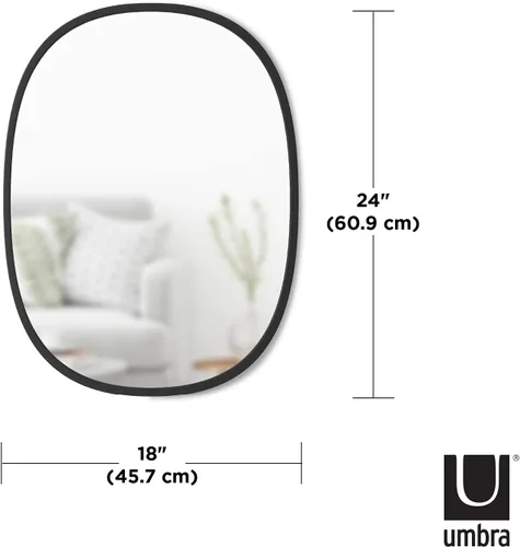Miniatura 3 de Umbra Hub Oval Wall Mirror with Rubber Frame, Modern Room Decor for Entryways, Washrooms, Living Rooms and More, Black