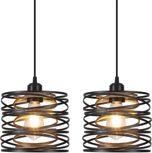 Miniatura 11 de Lámpara colgante, isla de cocina, lámparas colgantes de madera, granja, metal, iluminación colgante para comedor, dormitorio, bar, oficina, negro 1