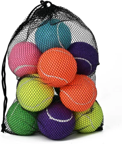 Miniatura 12 de INSUM Bulk Tennis Balls for Beginner – 12 Pack High Elasticity Practice Tennis Balls with Mesh Bag, Suit for Pet Dog Training, Fetching Amarillo-N