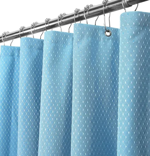 Miniatura 8 de Yimobra Juego de cortinas de ducha de tejido gofre con forro de tela a presión, tela pesada con 12 ganchos, impermeable y lavable, ventana superior