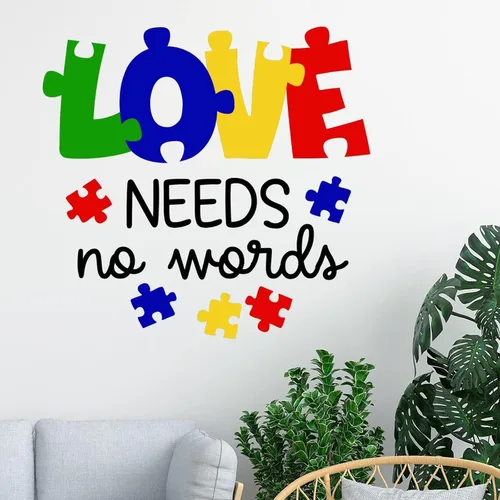 Miniatura 2 de ArogGeld Calcomanía de vinilo para decoración de pared, diseño de rompecabezas de amor, sin palabras, para decoración del hogar, dormitorio, sala
