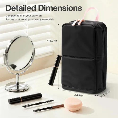 Miniatura 2 de Abiudeng Bolsa de maquillaje de viaje de pie Bolsa de maquillaje Bolsa de aseo de viaje, Negro
