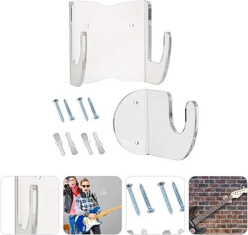 Miniatura 9 de DOITOOL Soporte de pared para guitarra horizontal, acrílico transparente acústica/clásica/eléctrica, soporte para ukelele banjo, exhibición