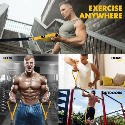 Miniatura 8 de Bandas de resistencia, banda de resistencia resistente con anclaje de puerta, asas, bandas de ejercicio para entrenar hombres y mujeres, ideal