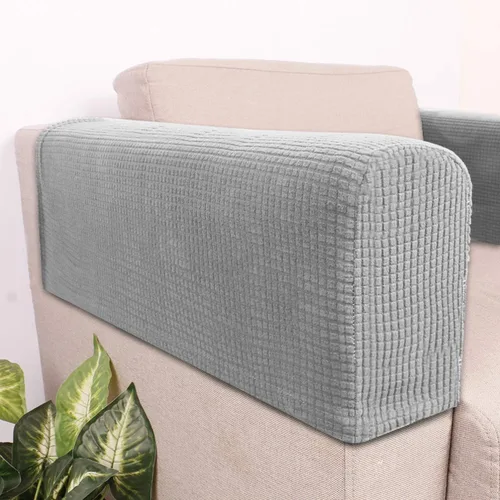 Miniatura 8 de RCFINE 2 fundas antideslizantes para reposabrazos de sofá, fundas elásticas para sillón, protector elástico para el hogar, oficina, sillón Gris claro