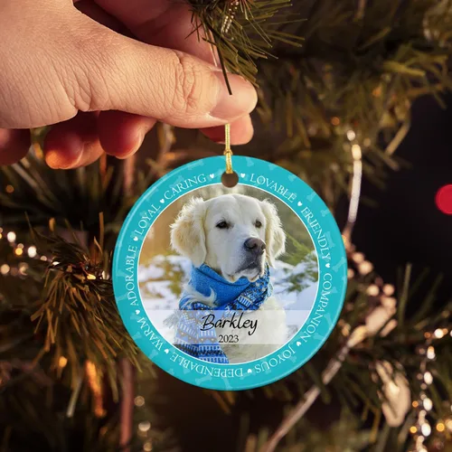 Miniatura 5 de Adorno de cerámica de Navidad personalizado para perro y gato, adorable adorno de Navidad amigable y leal, marco de fotos, adornos de Navidad 2026
