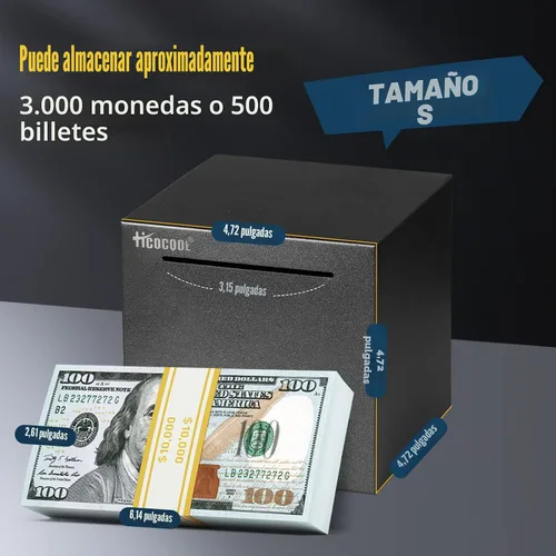 Miniatura 2 de hicocool Alcancía para adultos debe romperse para abrir, alcancía de acero inoxidable para adultos para dinero real, banco de dinero de metal Negro