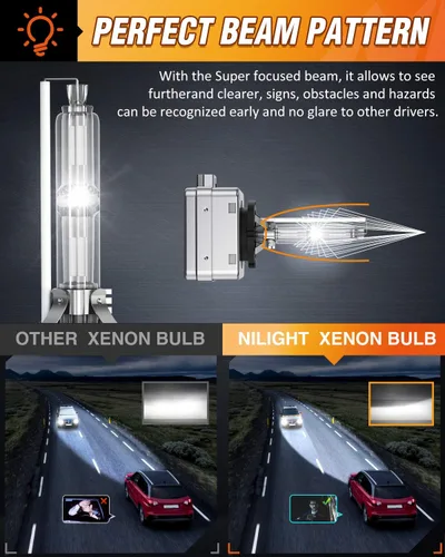 Miniatura 2 de Nilight Bombilla HID D1S para faros delanteros, 6000 K blanco diamante D1S bombilla súper brillante de haz alto bajo de xenón de repuesto para faros
