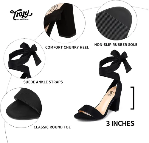 Miniatura 3 de Trary - Sandalias de tacón grueso con cordones para mujer