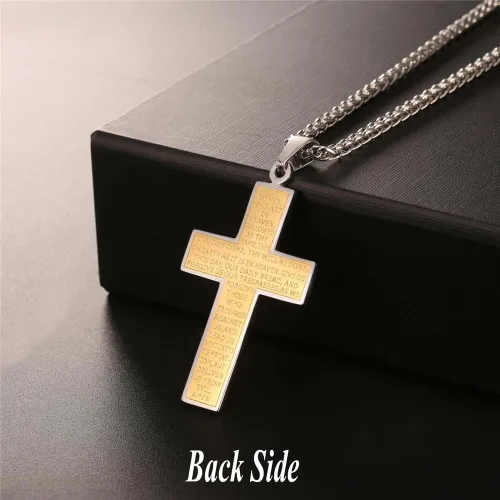 Miniatura 5 de U7 Simple Cross Necklace for Men Women, Stainless Steel Silver Black Gold Latin Cross Pendant Necklaces, Custom Engravable, Length 22-24 Inches