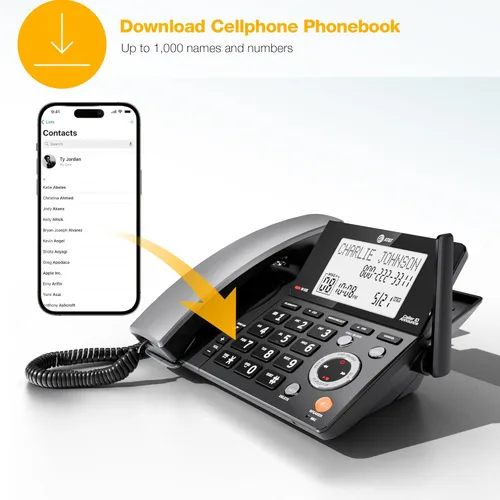 Miniatura 15 de AT&T DECT 6.0 Teléfono doméstico con cable/inalámbrico con 2 auriculares y contestador automático, bloqueador inteligente de llamadas, identificador
