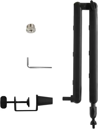 Miniatura 9 de 360 grados giratorio micrófono brazo brazo soporte aluminio construcción para teléfono tableta transmisión en vivo