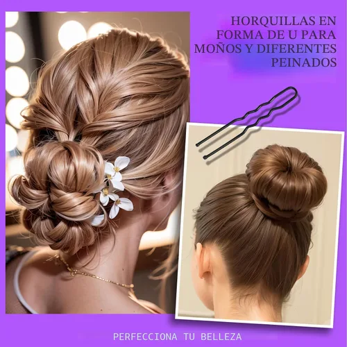 Miniatura 3 de Teenitor 300 horquillas para el cabello, color negro, 100 alfileres negros de 2 pulgadas, 2.75 pulgadas, 100 horquillas para el cabello para mujeres
