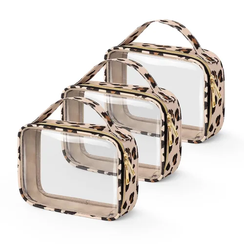 Miniatura 33 de Bolsa de aseo transparente Wedama, paquete de 2 bolsas de maquillaje transparentes con asas, bolsas cosméticas de PVC para mujeres y hombres, bolsas