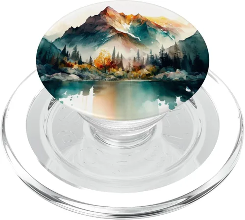 Miniatura 8 de PopSockets de paisaje de montañas de acuarela intercambiables PopGrip