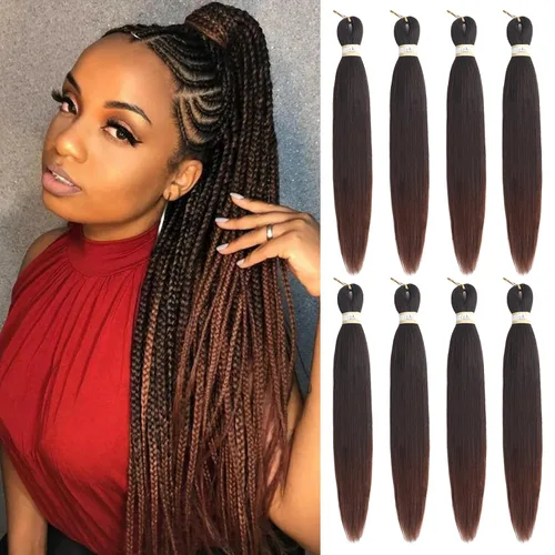 Miniatura 26 de Beyond Beauty - Trenzas preestiradas de cabello profesional sin picazón, ajuste de agua caliente, fibra sintética, textura Yaki, extensiones