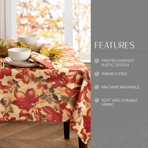Miniatura 3 de Elrene Home Fashions Mantel Estampado Festival de Cosecha de Otoño, 52" x 70", Oblongo