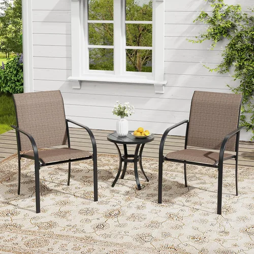 Miniatura 68 de VICLLAX Juego de 2 sillas de patio pequeñas para exteriores, juego de sillas apilables para patio y mesa de comedor cuadrada para porche delantero