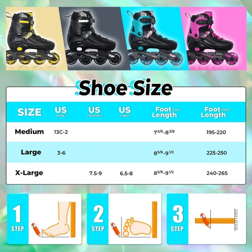 Miniatura 5 de MammyGol Patines en línea ajustables para niños, jóvenes y adultos, todas las ruedas se iluminan, patines de ruedas con cuchillas para interiores