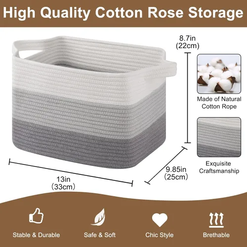 Miniatura 2 de OIASKET Cesta de almacenamiento para organizar, cestas tejidas para almacenamiento, cestas decorativas rectangulares para shleves, armario