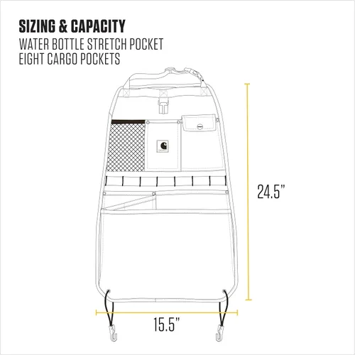 Miniatura 5 de Carhartt Organizador universal de nailon para respaldo de asiento de automóvil, organización para trabajo y niños, color negro