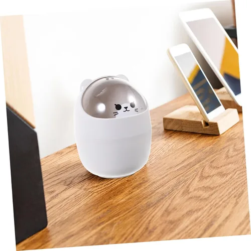 Miniatura 8 de SEWACC Bote de basura de escritorio lindo de dibujos animados para mesa de basura, mini papelera de escritorio con tapa, pequeño bote de basura