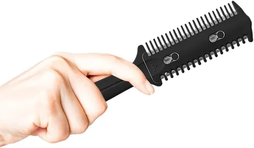 Miniatura 3 de Soft 'N Style Paquete de 3 Peine y Recortador de Doble Cara - Tijeras Navaja para Cabello, Estilizador de Puntas Abiertas para Cabello Fino y Grueso