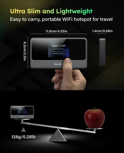 Miniatura 9 de GlocalMe MeowGo G40Pro 4G Hotspot WiFi portátil para viajes en más de 200 países, dispositivo de punto de acceso móvil 4G+ mejorado con IA