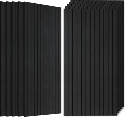 Miniatura 24 de Paneles de sonido de chapa de madera, paquete de 10 paneles de pared de 47.2 x 23.6 pulgadas, paneles acústicos decorativos para paredes