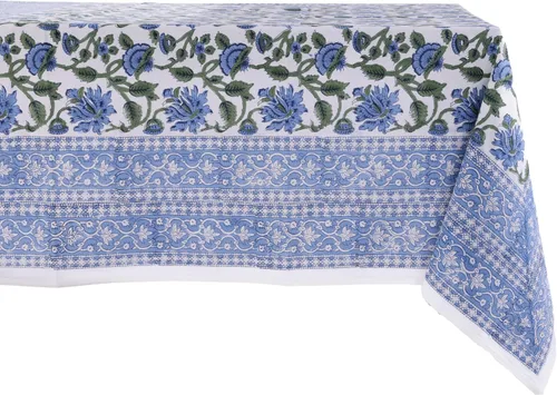Miniatura 50 de ATOSII Mantel 100% algodón, Amara, floral, hecho a mano, rectangular, de lino, para cocina, comedor, fiestas, bodas, exteriores, picnics, Pascua
