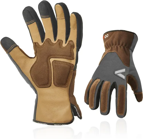 Miniatura 7 de Vgo... Guantes de trabajo para hombres, guantes de trabajo de seguridad de cuero, protección contra arañazos, a prueba de espinas, pantalla táctil