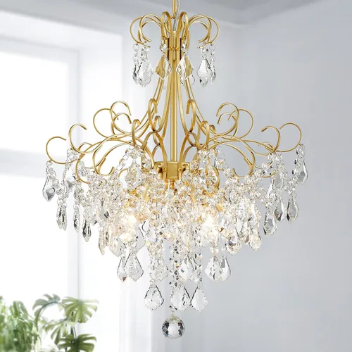 Miniatura 42 de WUZUPS Candelabro colgante de cristal con 5 luces, lámpara de techo moderna para dormitorio, pasillo, bar, cocina, baño, 20.3 pulgadas de alto