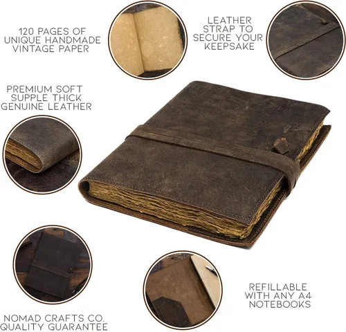 Miniatura 3 de Diario de cuero vintage recargable, diario de libro de sombras, diario vintage, diario de escritura, papel antiguo hecho a mano, diario de cuero