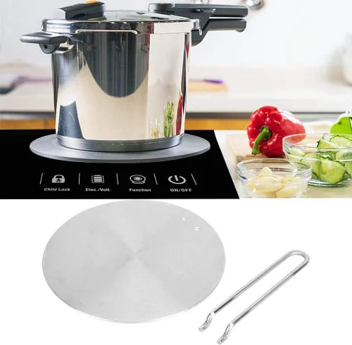 Miniatura 8 de Difusor de calor, placa adaptadora de inducción de acero inoxidable con mango extraíble, estufa de gas, cocina eléctrica, protector de llama