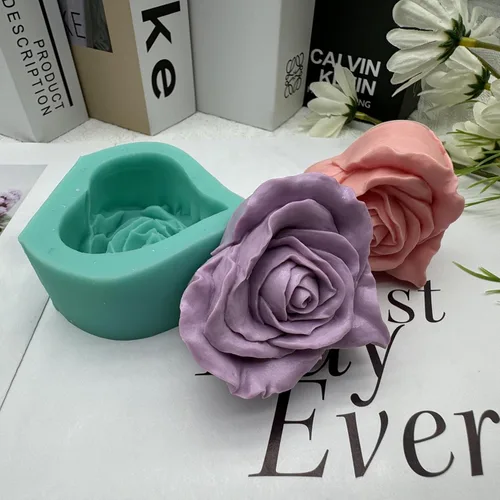 Miniatura 6 de Molde de jabón de rosas para bricolaje, moldes de silicona con forma de corazón y flor para velas de jabón, cera perfumada, mousse, pastel, Corazón
