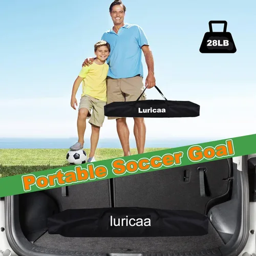 Miniatura 5 de Portería de fútbol plegable, 12×6 pies / 16×7 pies. Portería de fútbol portátil para el patio trasero, con configuración rápida, incluye 1 bolsa