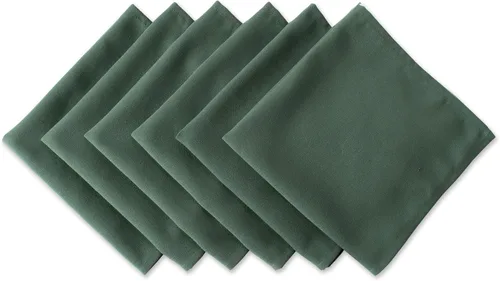 DII Colección de sobremesa 100% poliéster hilado, servilletas, 18x18 pulgadas, verde oscuro, 6 piezas