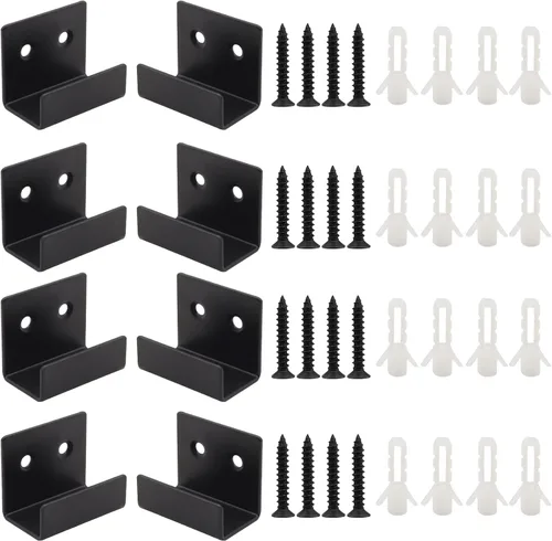 Miniatura 9 de Soporte para azulejos de acero inoxidable de 0.39 pulgadas / 0.39 pulgadas, soporte en U negro, soporte para cartelera, ganchos de montaje en pared