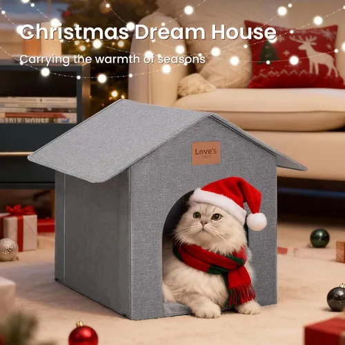Miniatura 2 de Love's cabin - Casa para gatos al aire libre resistente a la intemperie, aislada, para invierno, impermeable, para gatos de interior, refugio