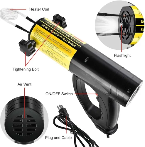 Miniatura 2 de Eliminación de pernos del calentador de inducción, kit de calentador de inducción magnético de 1500 W 110 V con 4 bobinas, calentador de mano