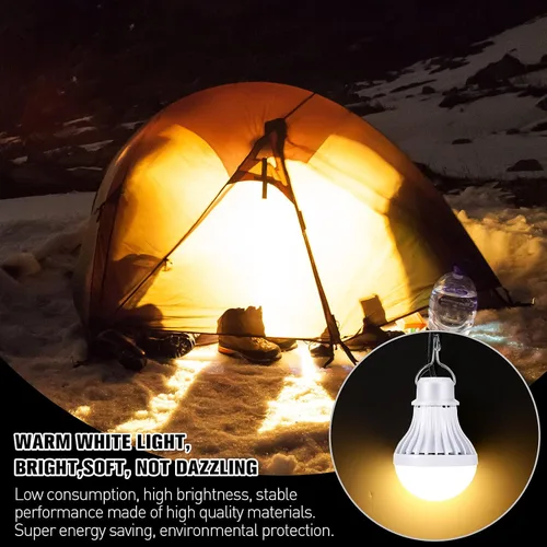 Miniatura 6 de Tuanse 3 bombillas LED USB, luces de campamento portátiles de 5 W con cable divisor USB de 1 a 3, cable de 8.2 pies de longitud extra para tienda