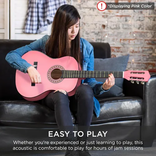 Miniatura 7 de Best Choice Products Kit de Iniciación de Guitarra Acústica de Madera Completa para Principiantes de 38 Pulgadas con Funda de Transporte, 6 Púas