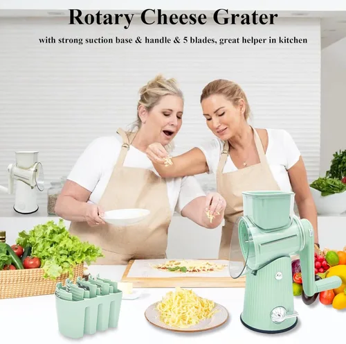 Miniatura 7 de Rallador giratorio 5 en 1, artefacto de cocina 5 en 1, picador de alimentos AYUBOC 5 en 1 gourmet, rallador de queso 5 en 1, picador de alimentos