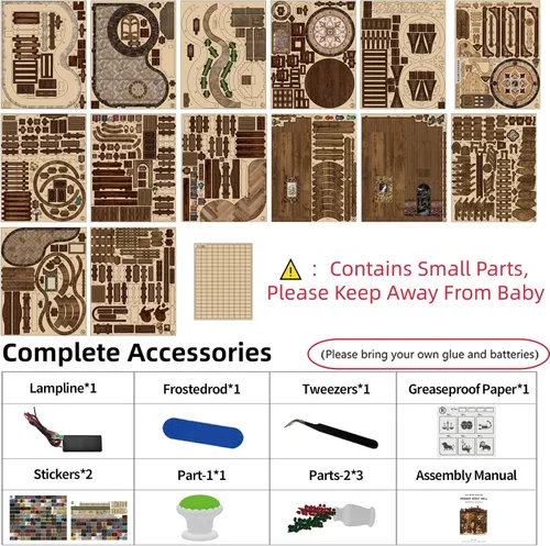 Miniatura 9 de Kit de rincón de libros en miniatura para casa de muñecas, rompecabezas de madera 3D con luz, decoración de estantería de casa pequeña, construcción