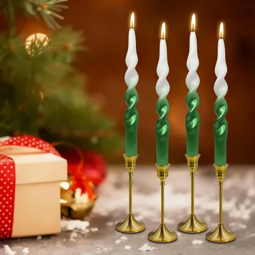 Miniatura 19 de Velas en espiral de Navidad, velas cónicas doradas, 10 pulgadas, sin perfume, para regalo de invierno, vacaciones, Navidad, decoración del hogar