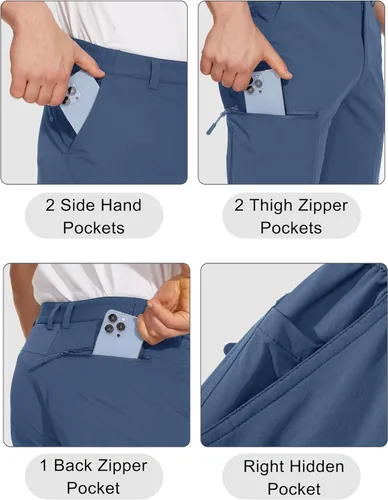 Miniatura 51 de MAGCOMSEN Pantalones de senderismo para hombre, 6 bolsillos, resistentes al agua, pantalones de trabajo de pesca Ripstop, ligeros, de secado rápido