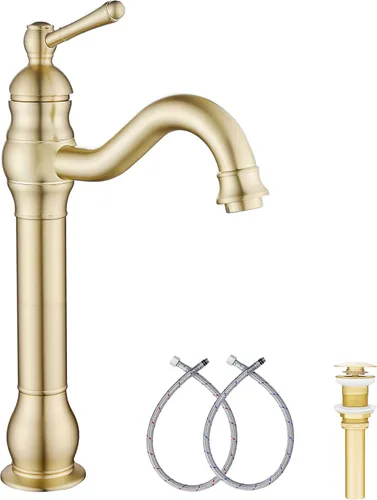 Miniatura 16 de Grifo giratorio de 360 ° con un solo orificio para lavabo de baño, desagüe desplegable a juego sin desbordamiento, bronce aceitado Bronce frotado