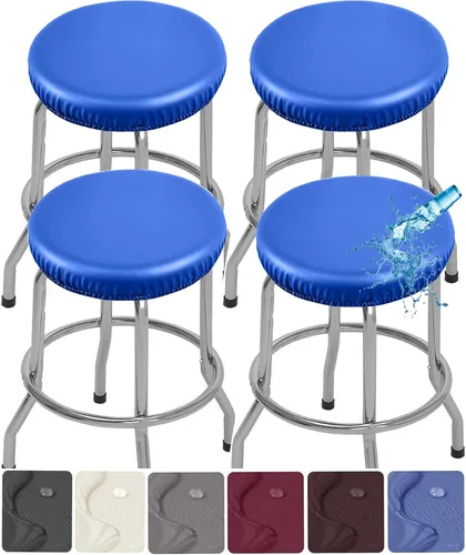 Miniatura 12 de Paquete de 2 fundas para taburetes de bar de poliuretano, impermeables, extraíbles, lavables, color gris, se adapta a taburetes redondos de 13 a 18